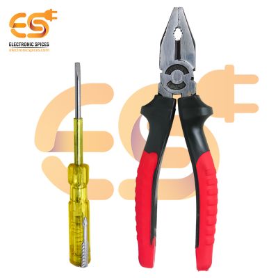 Combo of 8 Inch Combination Plier with 140mm Electrical Screwdriver Tester